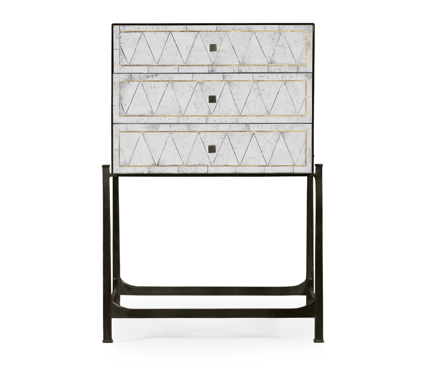 Églomisé & Bronze High Chest of Drawers