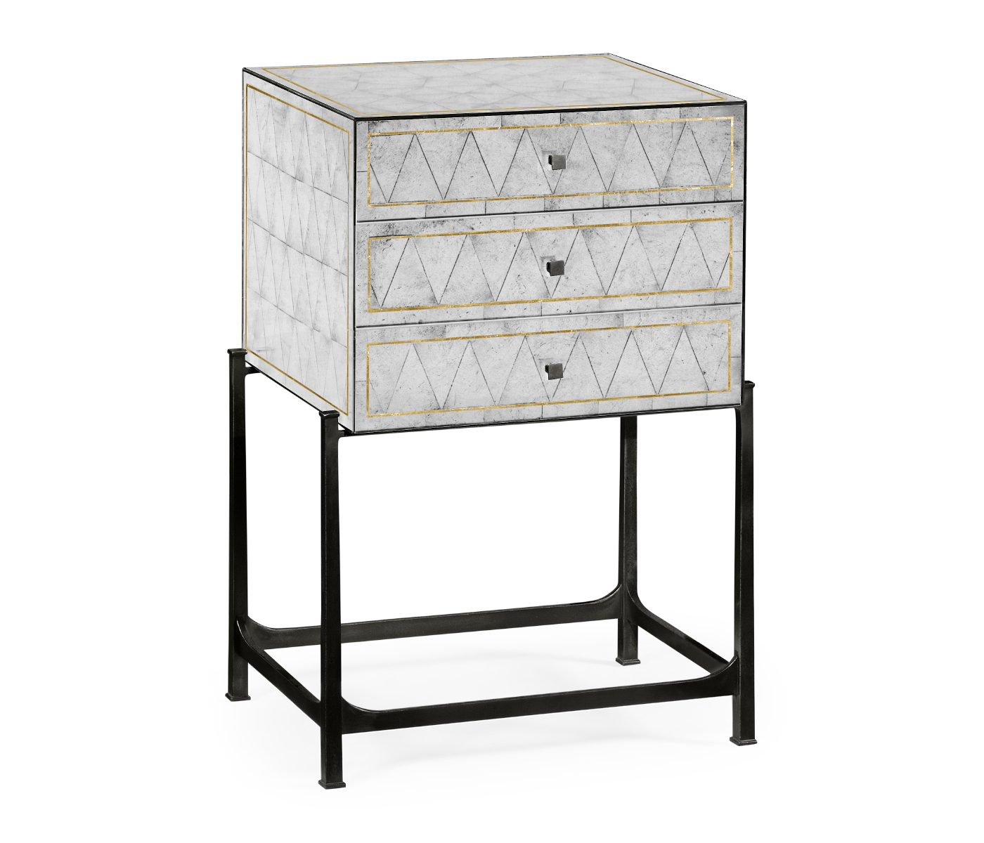 Églomisé & Bronze High Chest of Drawers