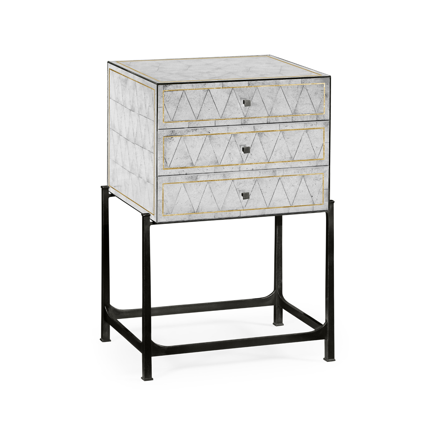 Églomisé & Bronze High Chest of Drawers