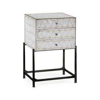 Églomisé & Bronze High Chest of Drawers