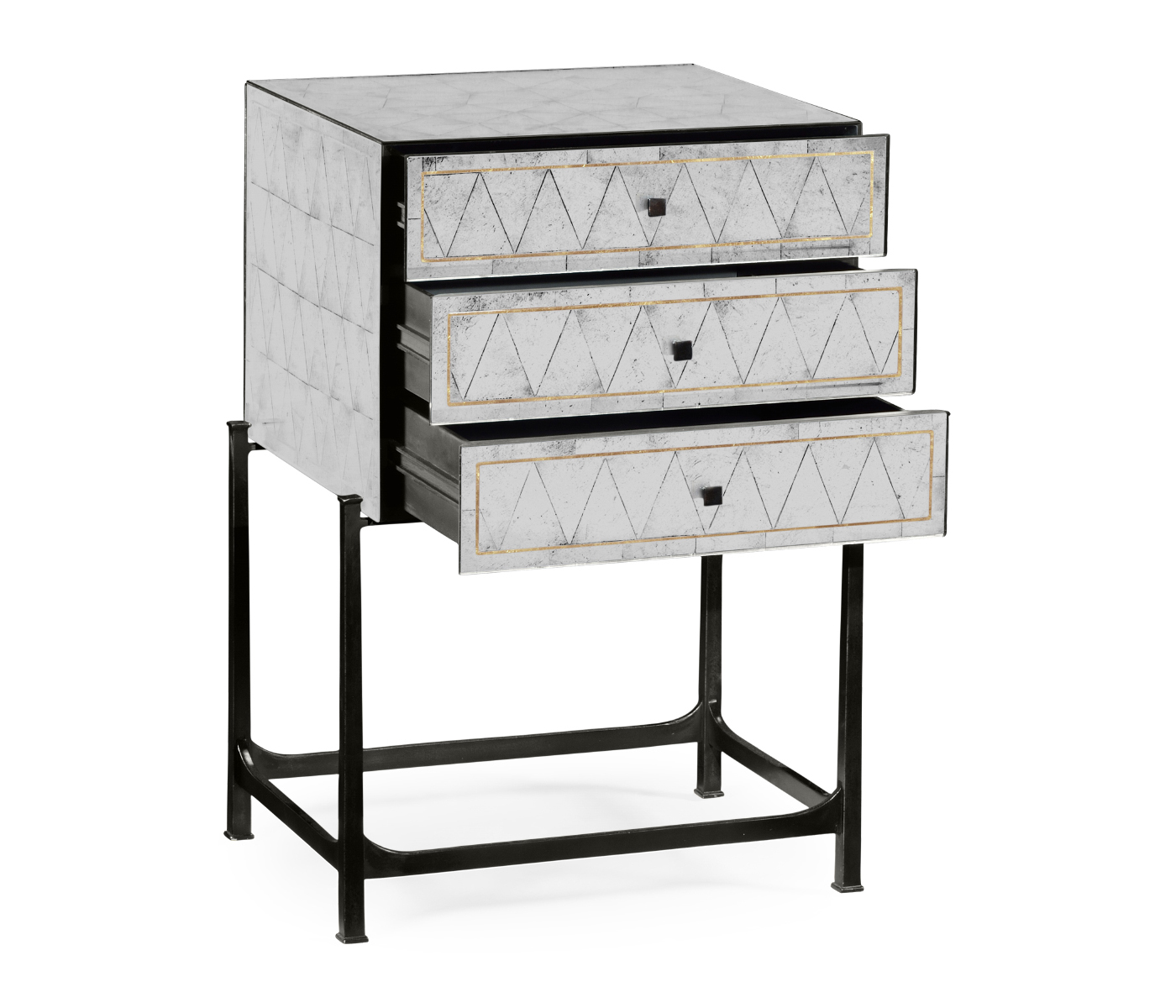Églomisé & Bronze High Chest of Drawers