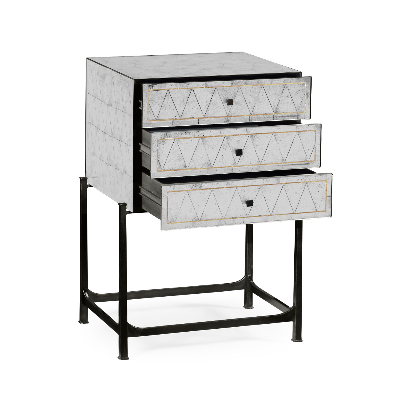 Églomisé & Bronze High Chest of Drawers