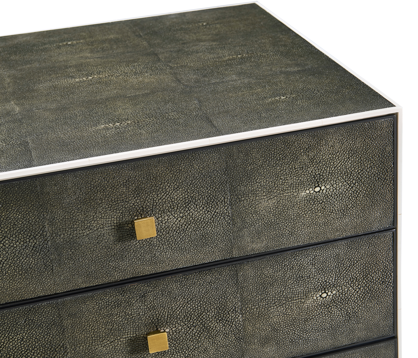 Anthracite Faux Shagreen & Gilded High Chest of Drawers