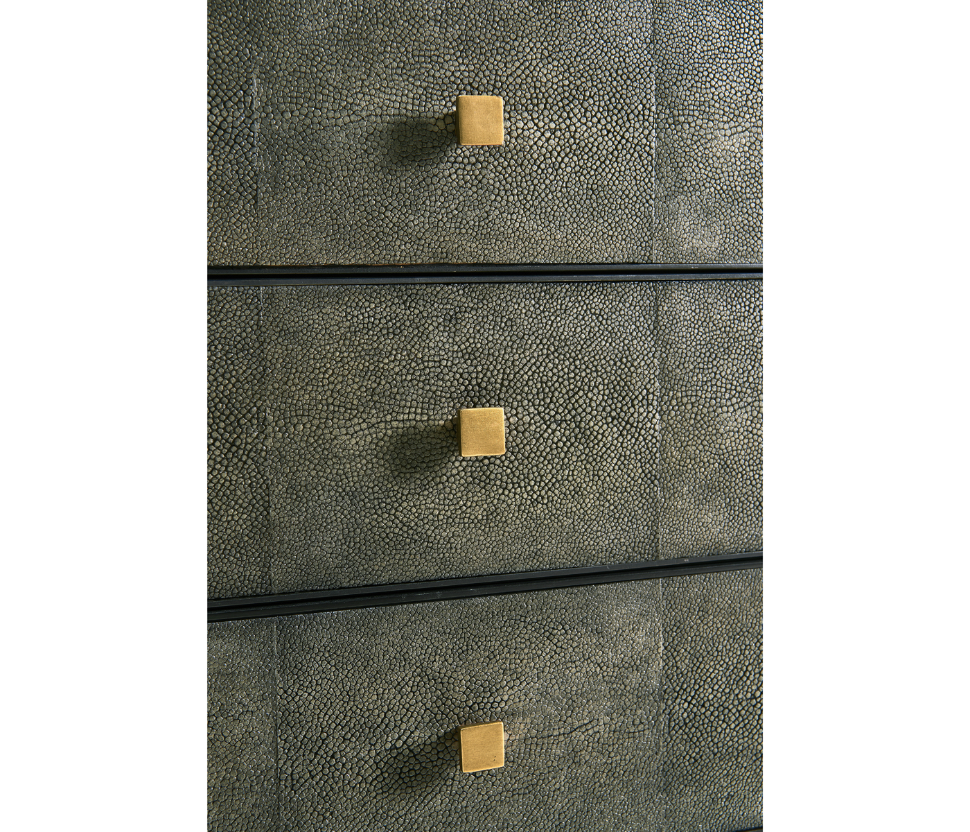 Anthracite Faux Shagreen & Gilded High Chest of Drawers