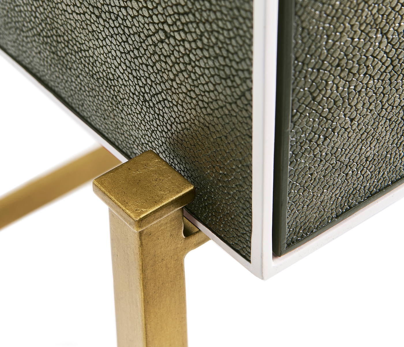 Anthracite Faux Shagreen & Gilded High Chest of Drawers
