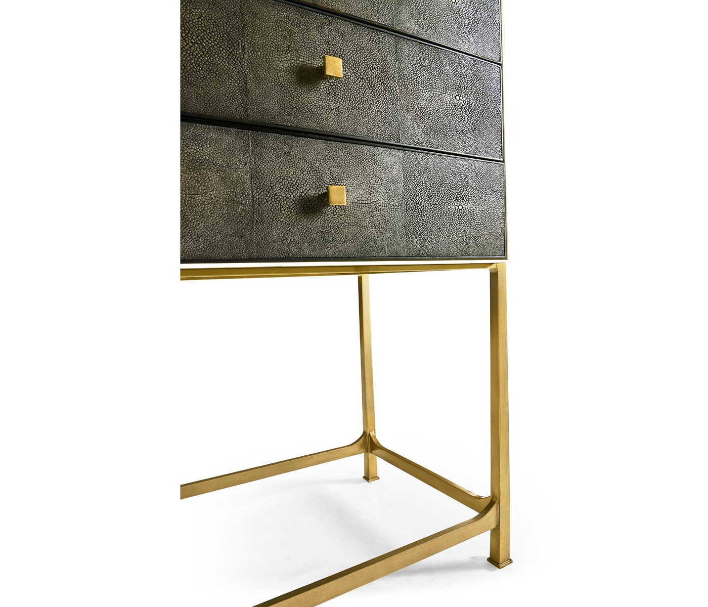 Anthracite Faux Shagreen & Gilded High Chest of Drawers