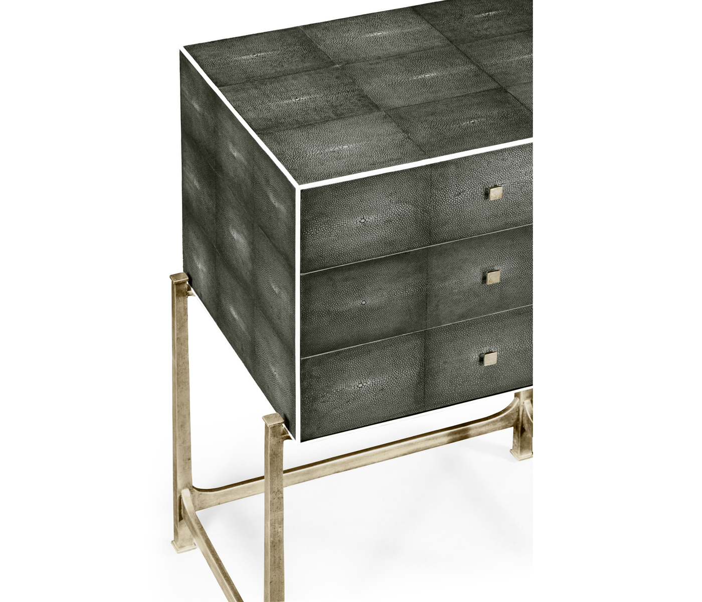 Anthracite Faux Shagreen & Silver High Chest of Drawers