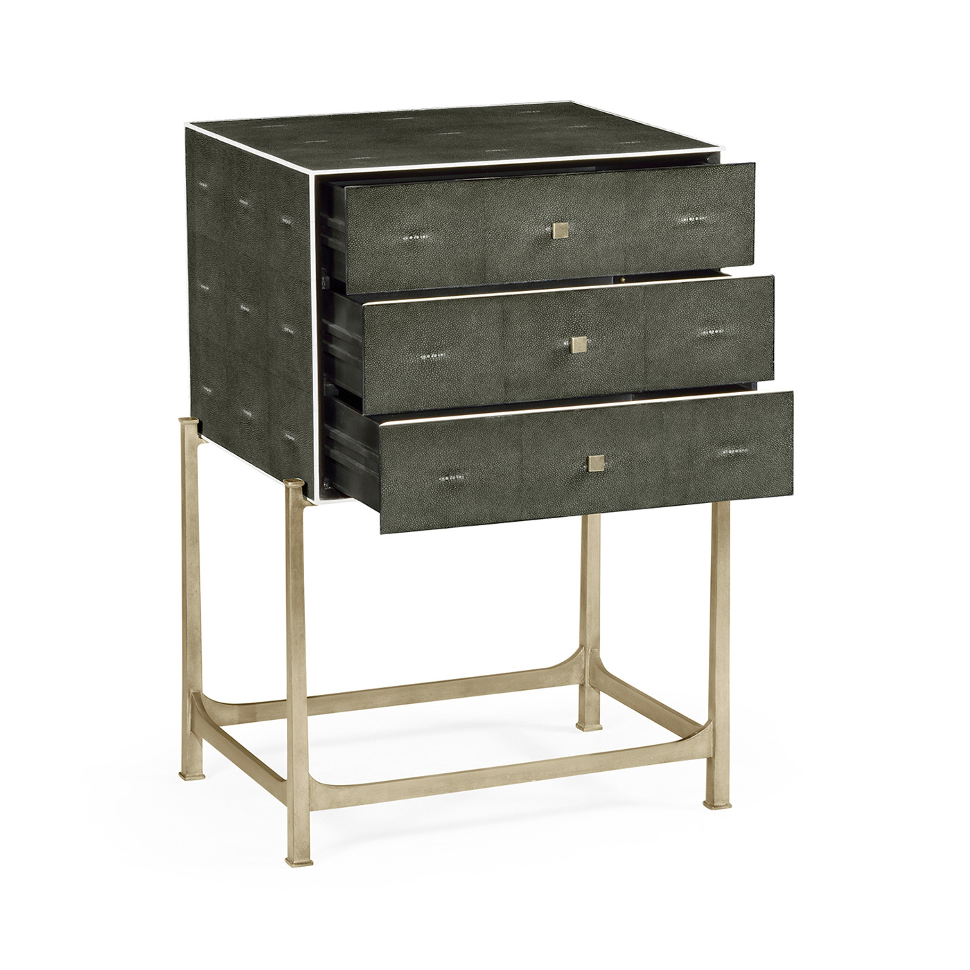 Anthracite Faux Shagreen & Silver High Chest of Drawers