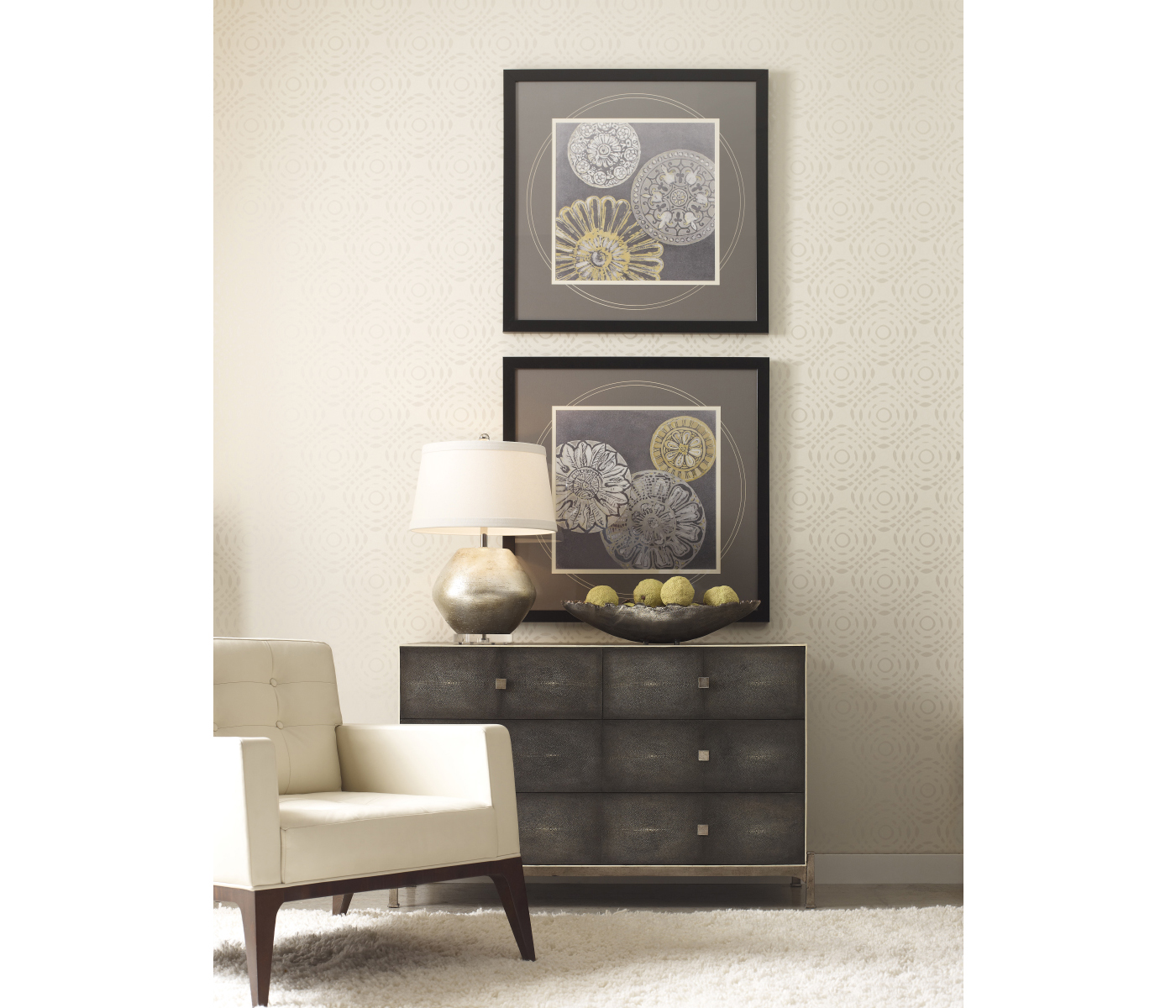 Églomisé & Bronze Large Chest of Drawers