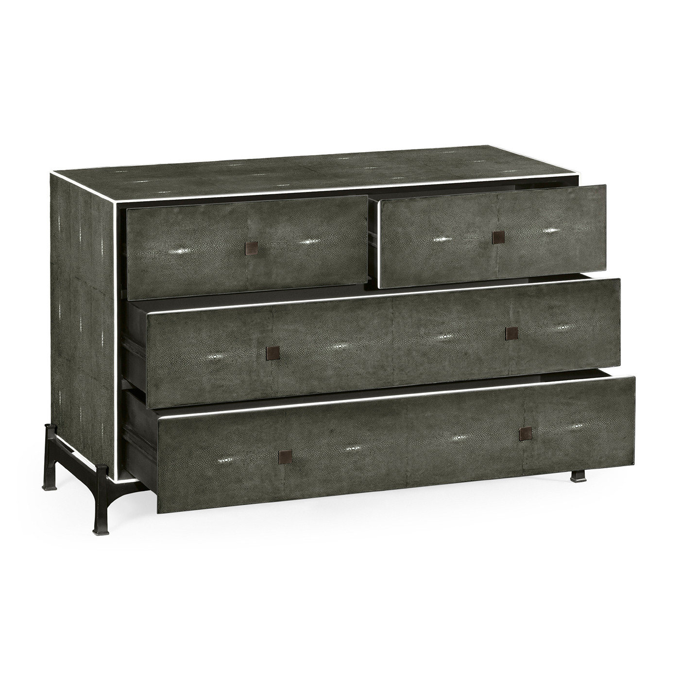 Anthracite Faux Shagreen & Bronze Large Chest of Drawers