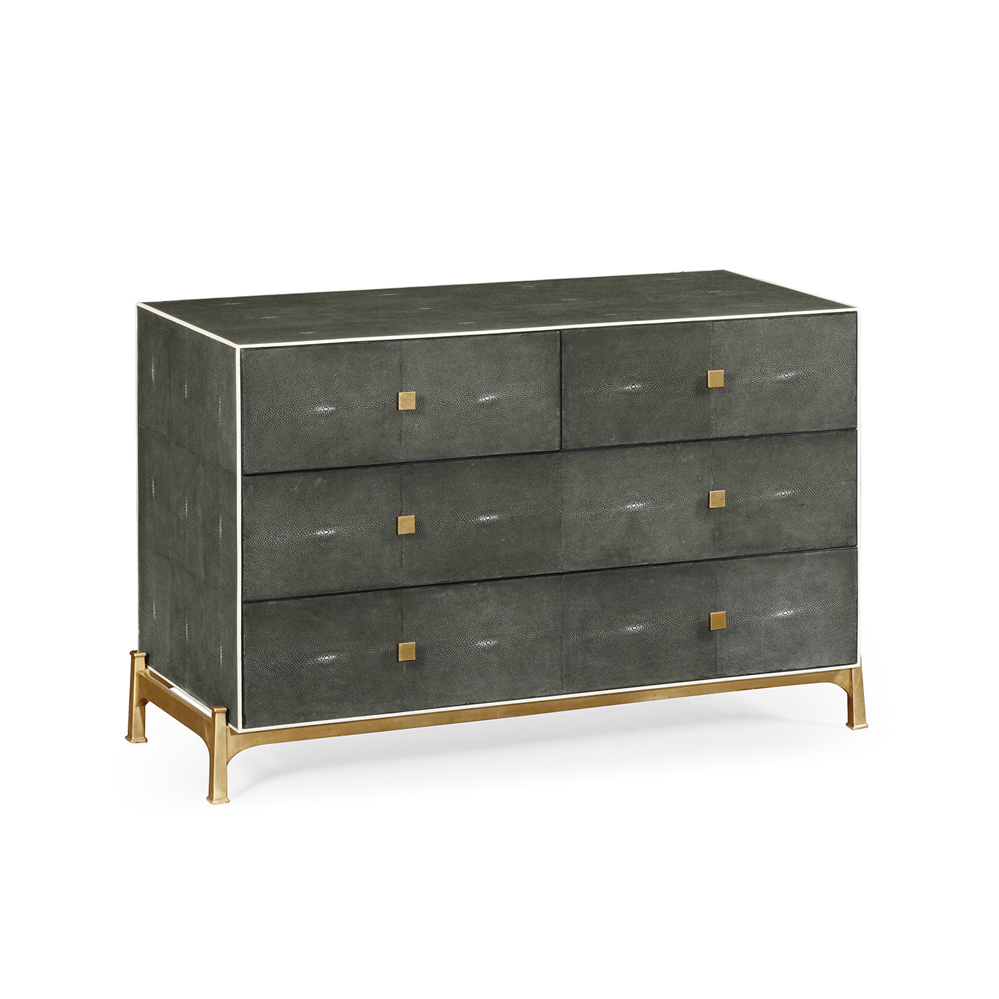 Anthracite Faux Shagreen & Gilded Large Chest of Drawers