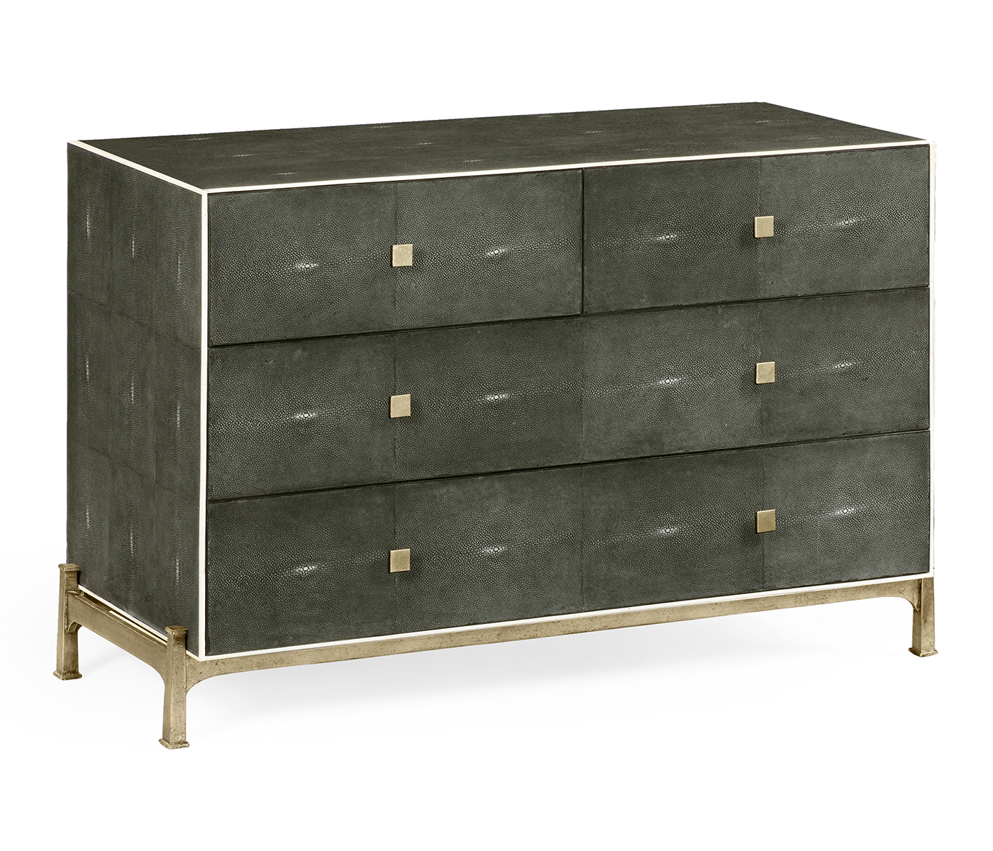 Anthracite Faux Shagreen & Silver Large Chest of Drawers