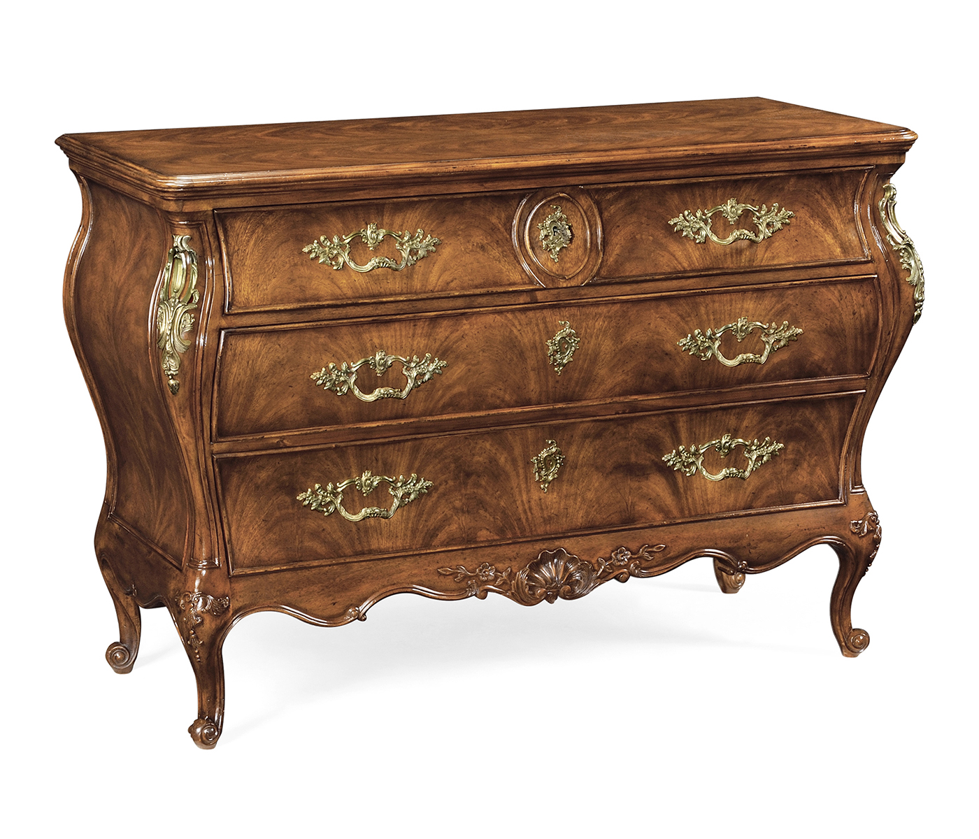 Louis XV crotch walnut chest of drawers