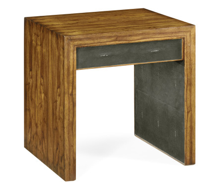 Argentinian walnut & anthracite faux shagreen side table