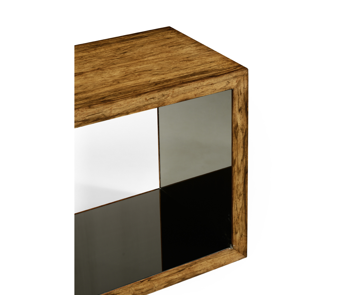 Argentinian walnut & black glass side table