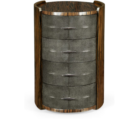 Faux Macassar & Anthracite Shagreen Oval Bedside Chest