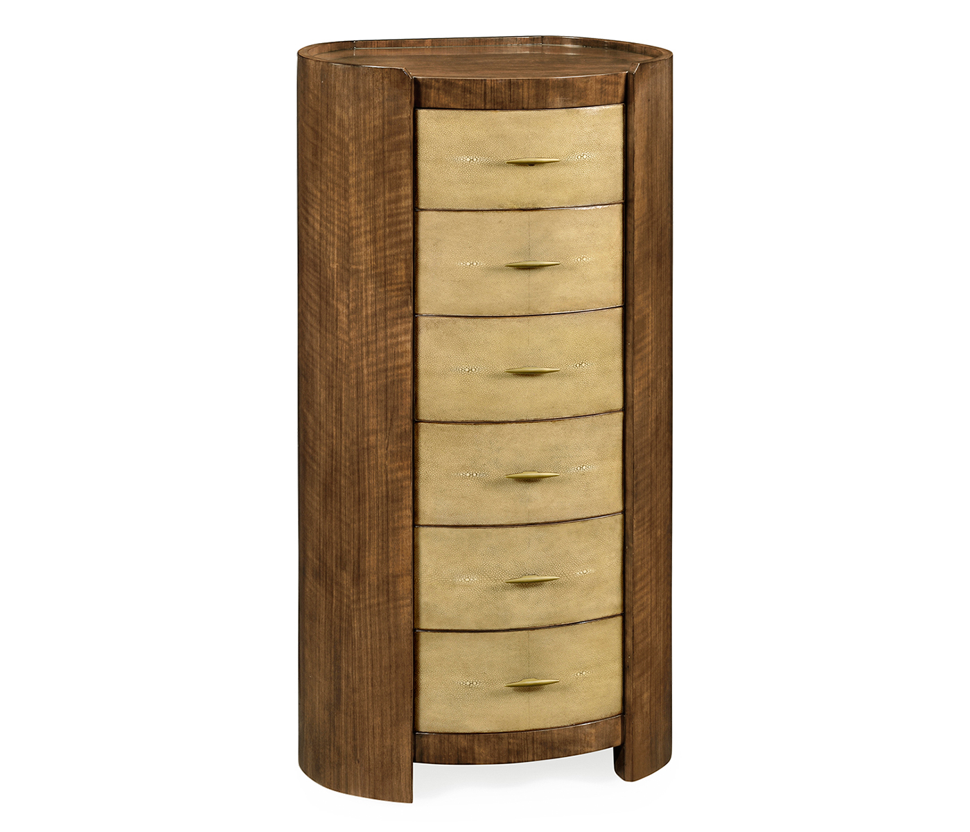 Tall oval chest with brass detailing
