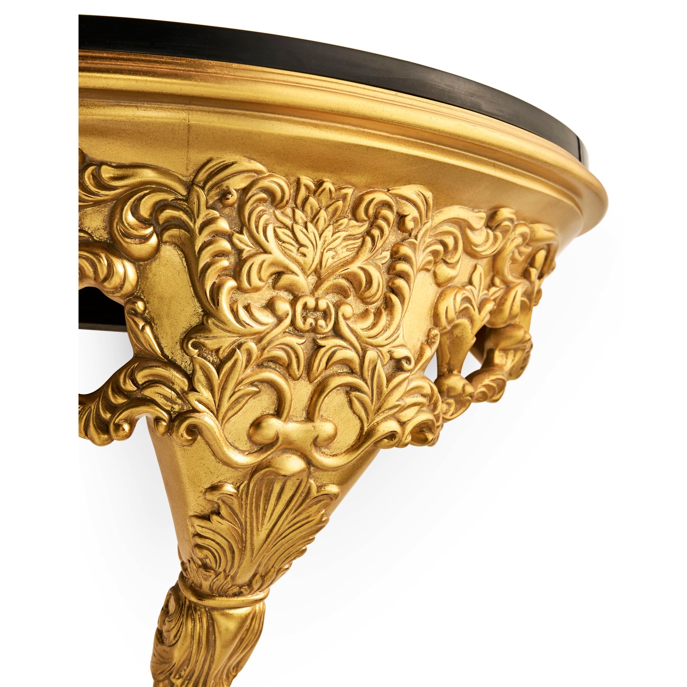 Carved & gilded wall bracket console (Black marble top)