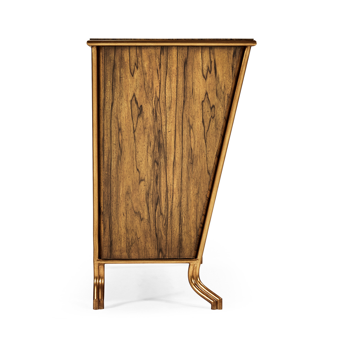 Argentinian walnut veneered tapering chest of drawers
