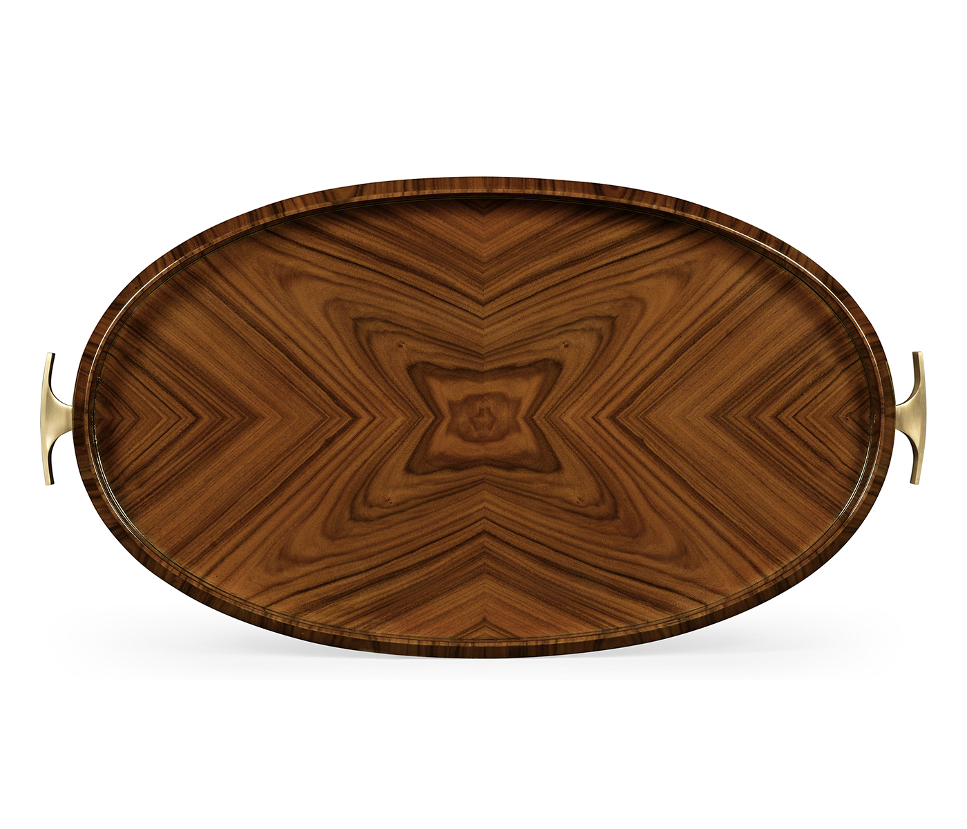 Art Deco High Lustre Oval Tray with Brass