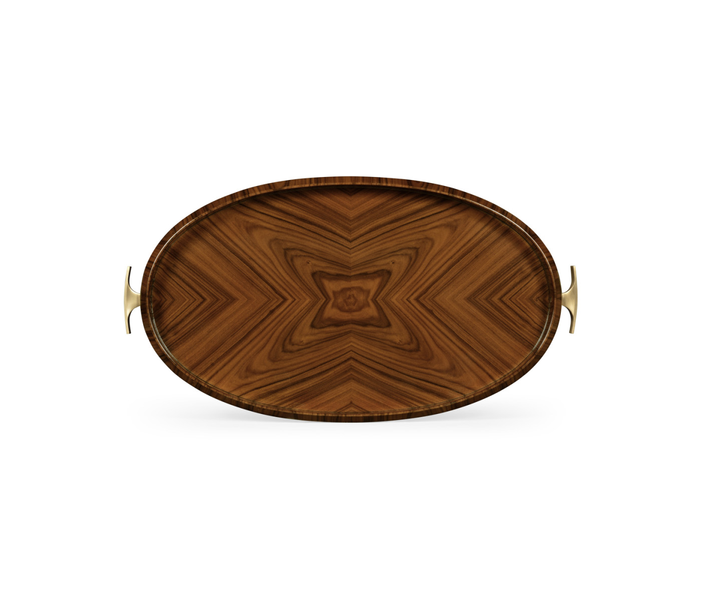 Art Deco High Lustre Oval Tray with Brass