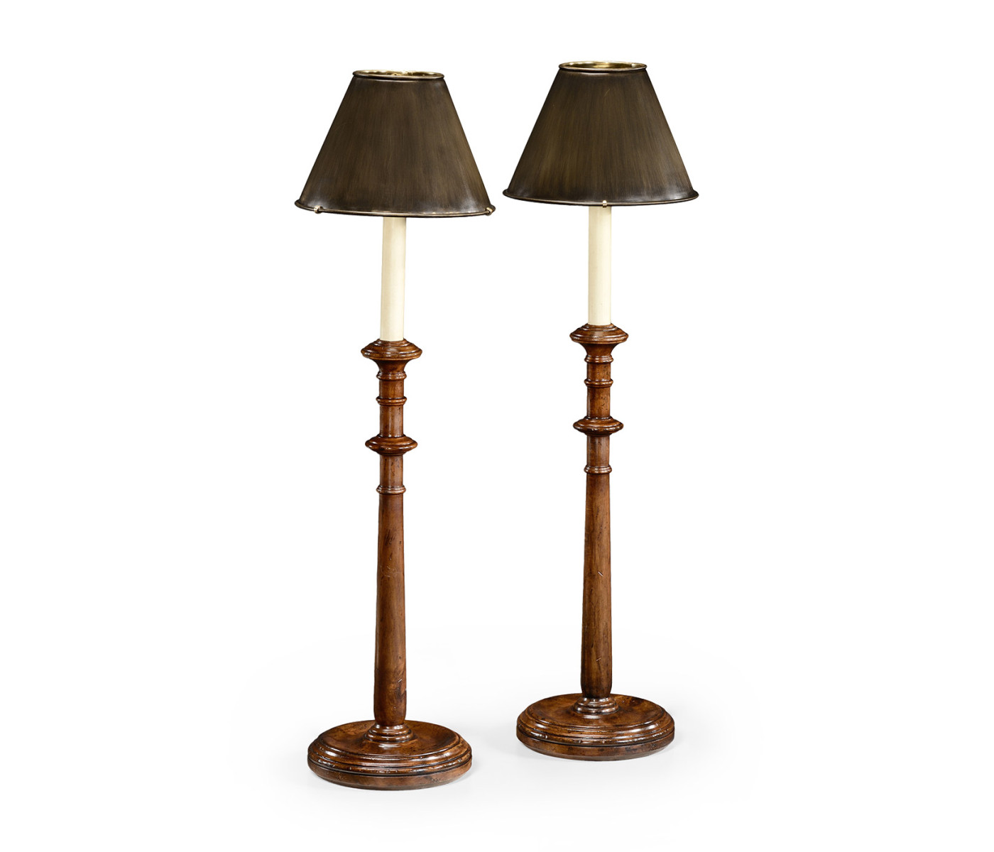 Pair of Walnut Candlestick Lamps