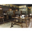 Grey Oak Tavern Settle with Dark Grey Leather Upholstery