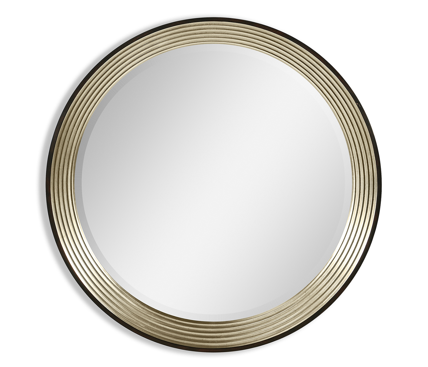 Contemporary Circular Recessed Silver Mirror