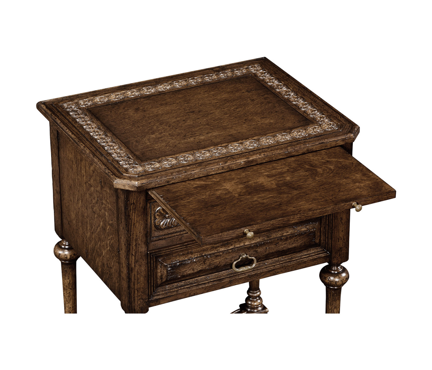 Tudorbethan Dark Oak Side Table with Slide