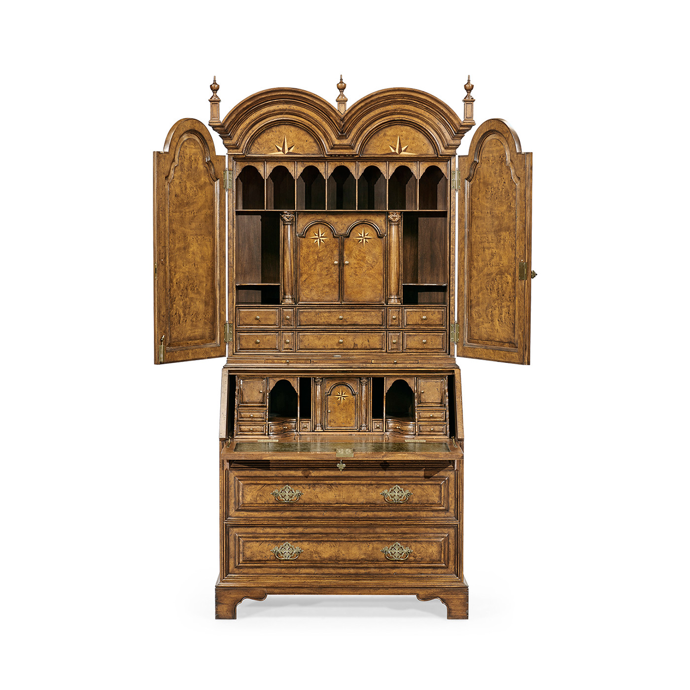 Queen Anne Pollard Bureau Cabinet with Mirrored Doors