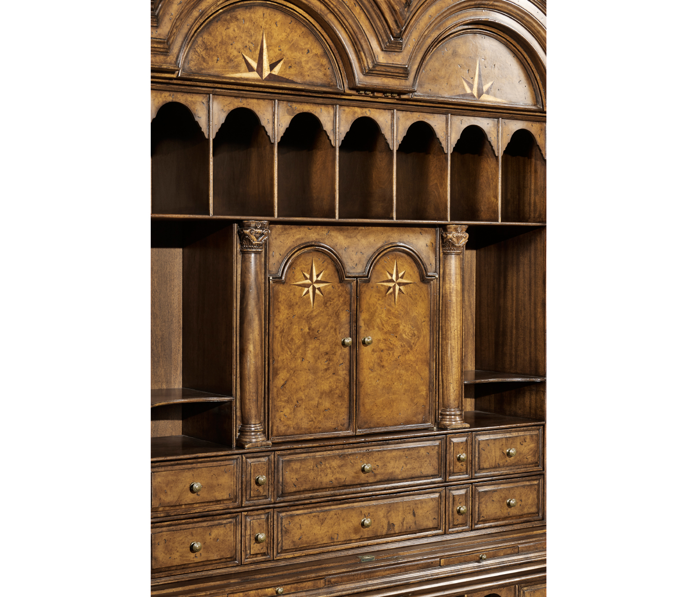 Queen Anne Pollard Bureau Cabinet with Mirrored Doors