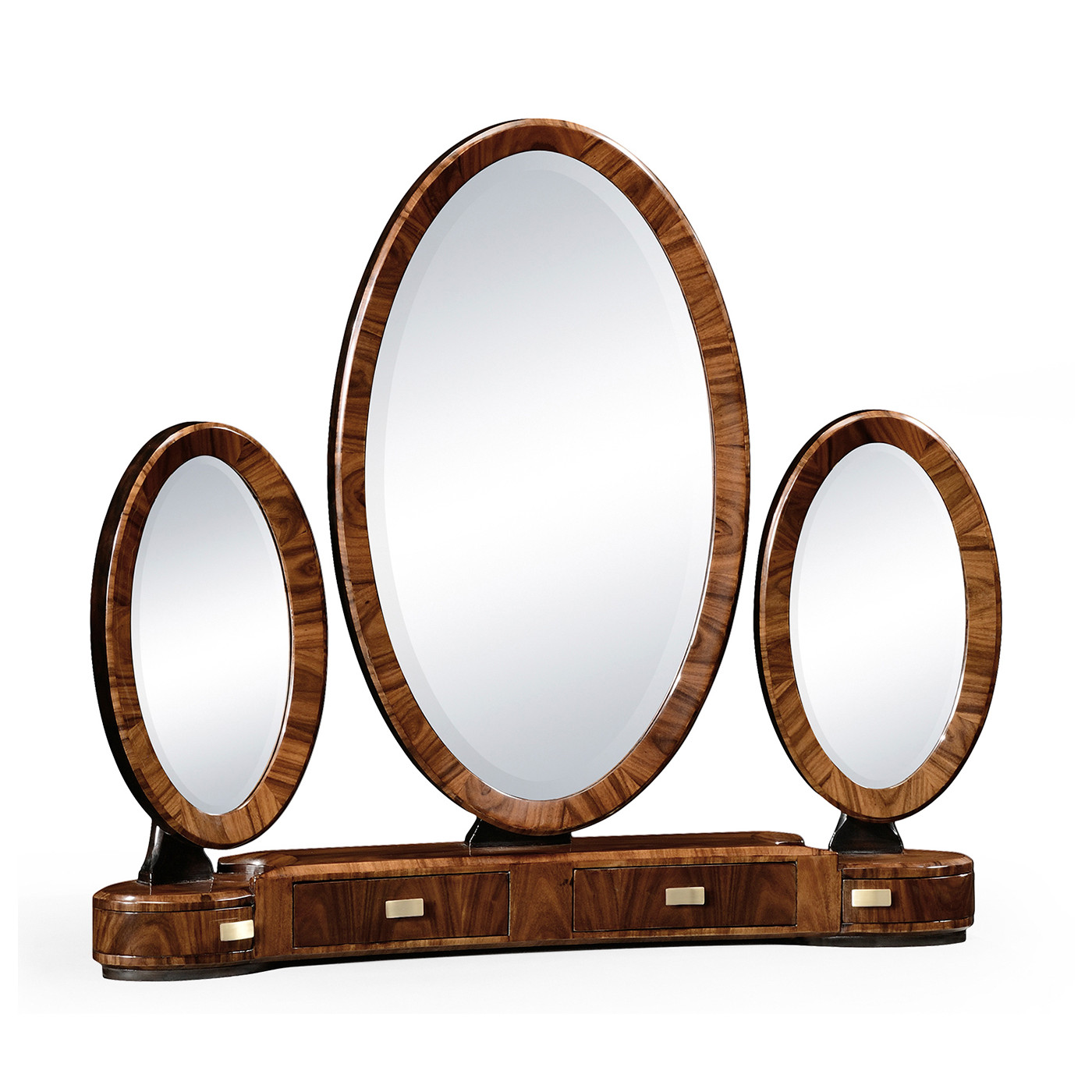 Art Deco style triple dressing mirror with brass