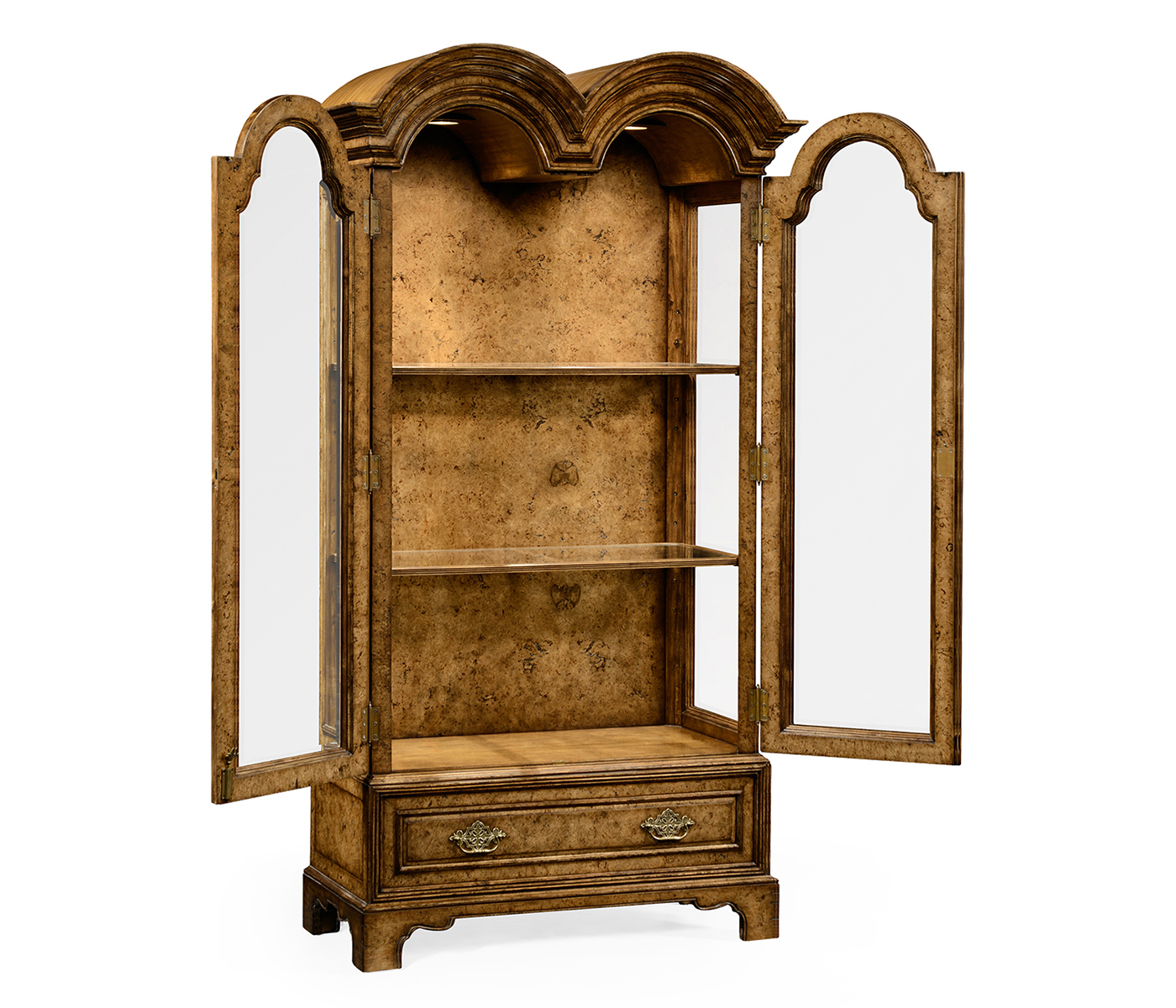 Queen Anne Pollard Veneer Bookcase with Glazed Doors