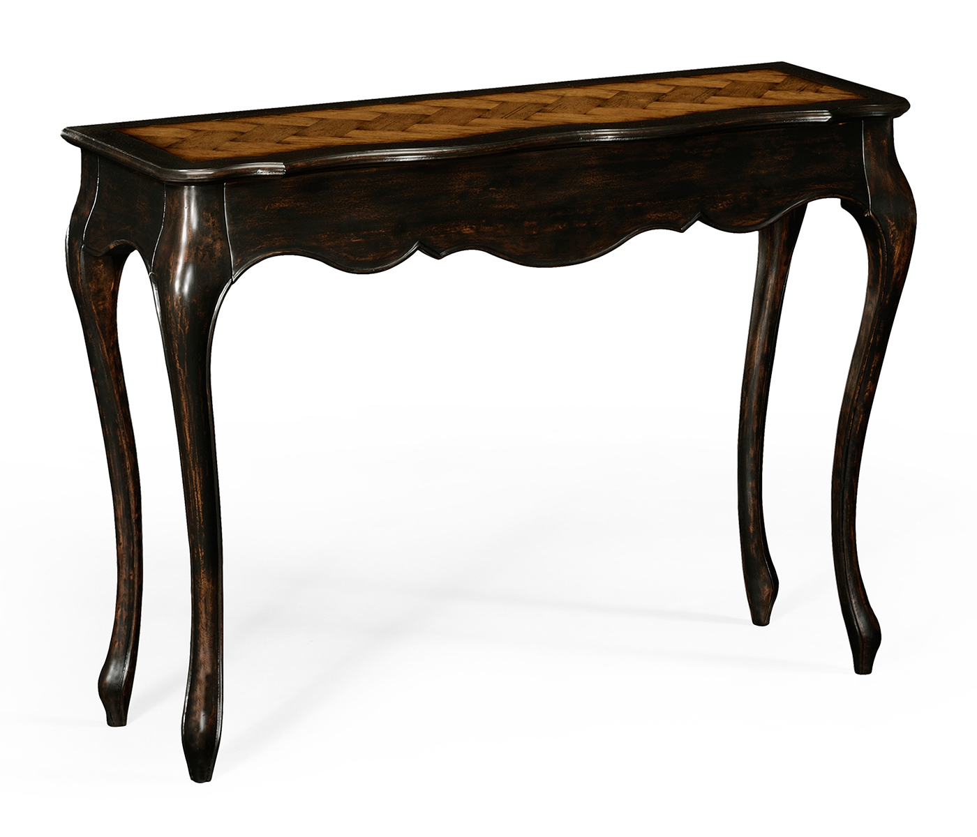 French style black finish console parquet top