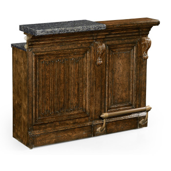 Hinged Door Panel for Linenfold Dark Oak Home Bar