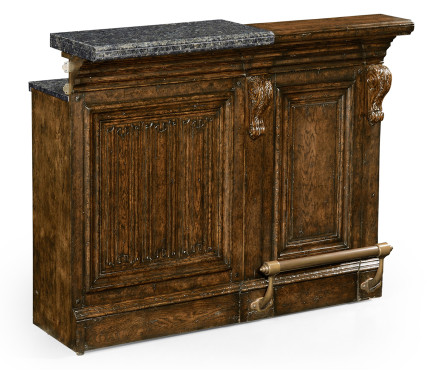 Hinged Door Panel for Linenfold Dark Oak Home Bar