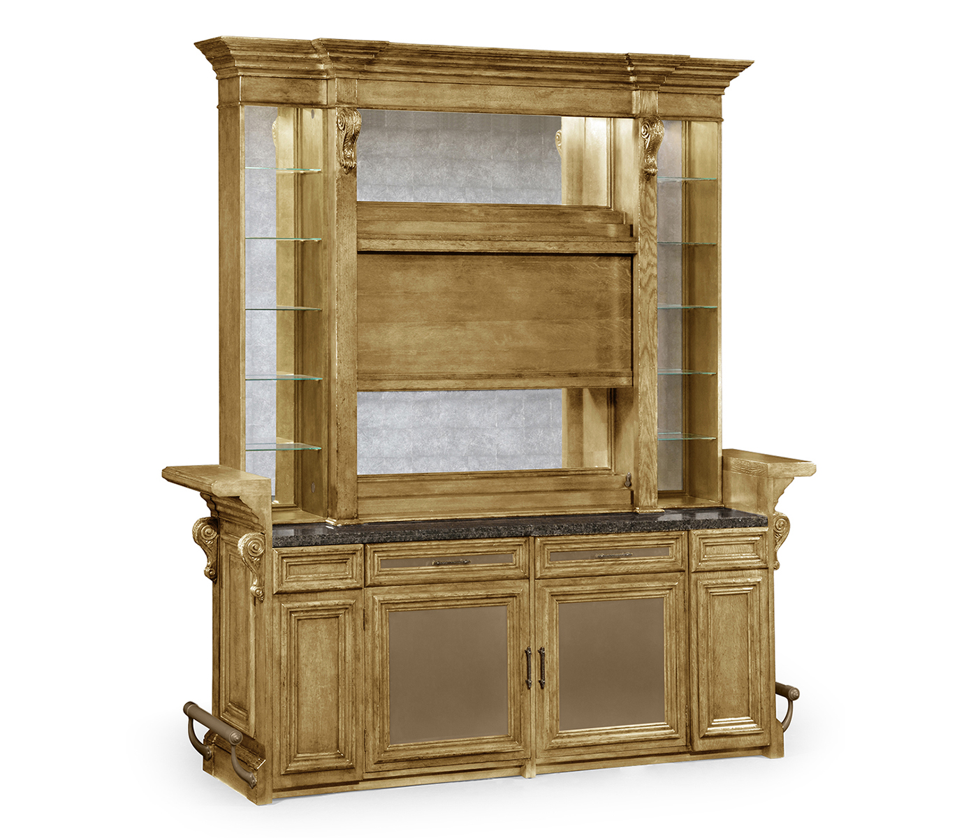 Rear Panel of Linenfold Natural Oak Home Bar