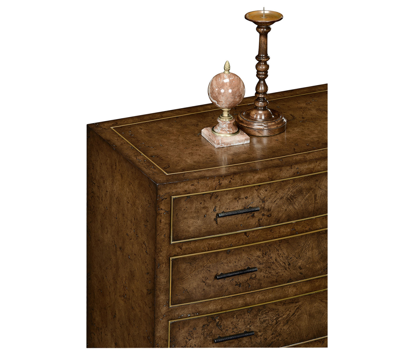 Burl oak chest four drawers