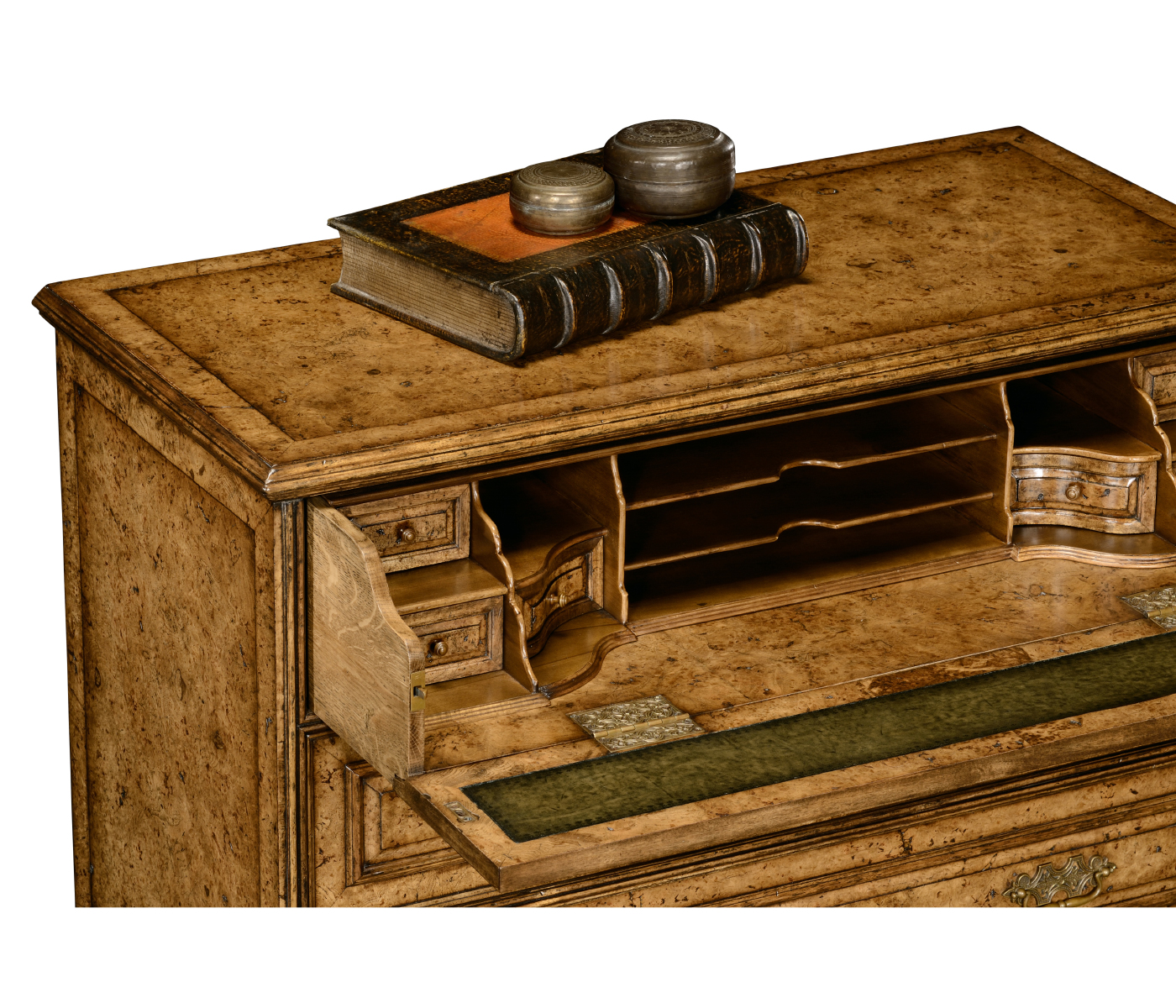 Burl veneered gentleman's writing chest