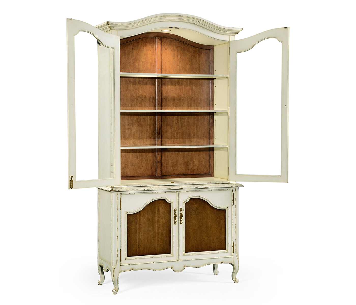 French country style white finish display cabinet