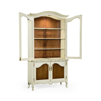 French country style white finish display cabinet