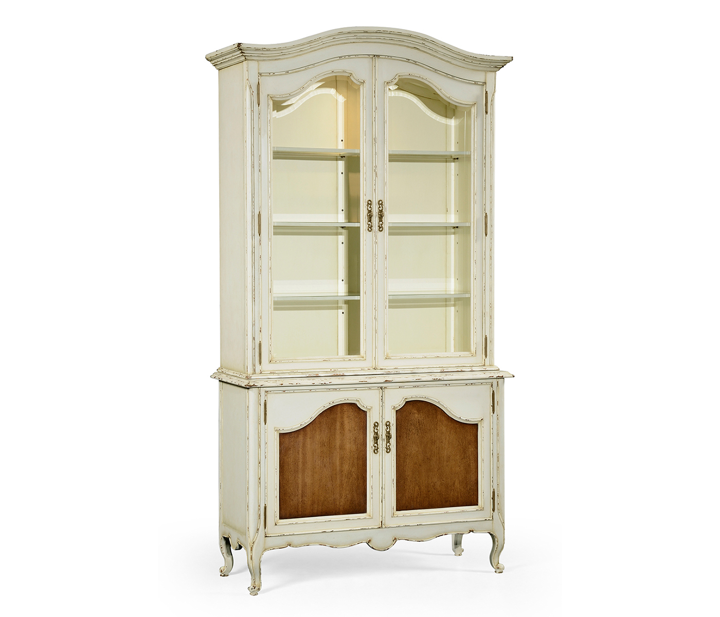 French country style white finish display cabinet