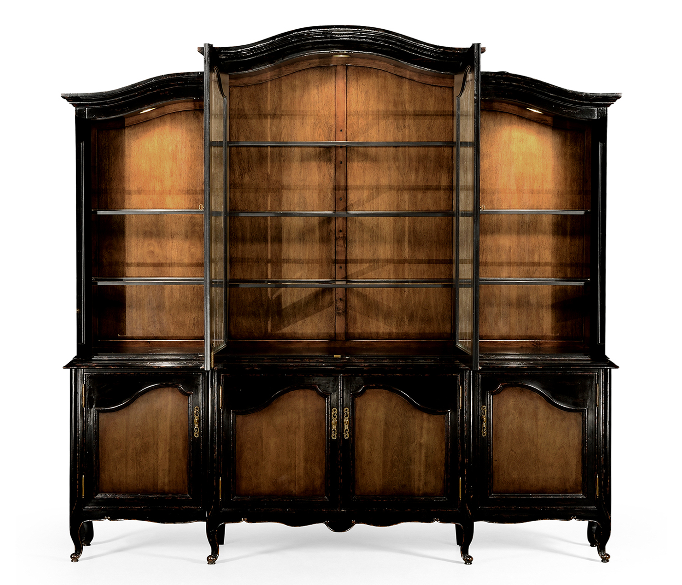 French country style black finish triple cabinet