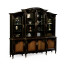 French country style black finish triple cabinet