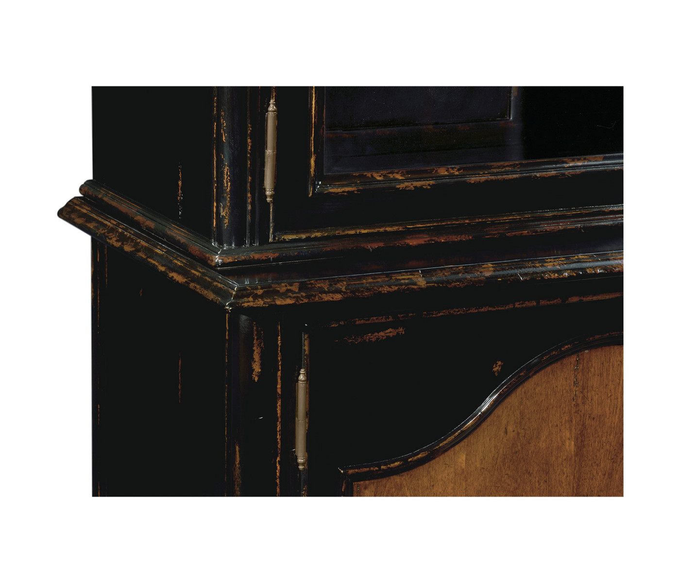 French country style black finish display cabinet