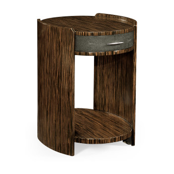 Anthracite Faux Shagreen and Macassar Ebony Side Table