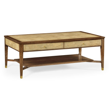 Ivory Shagreen Coffee Table with Drawers