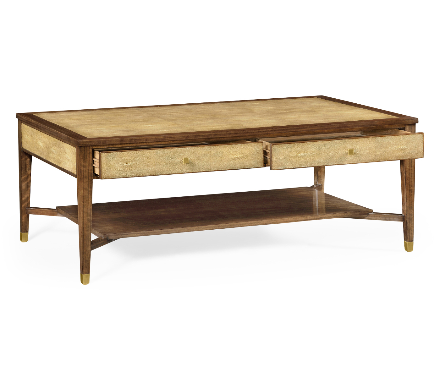 Ivory Shagreen Coffee Table with Drawers