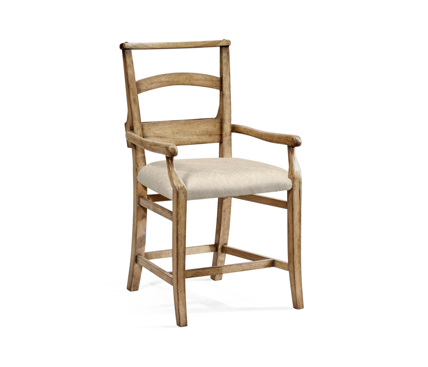 Rustic Light Driftwood Church Dining Arm Chair