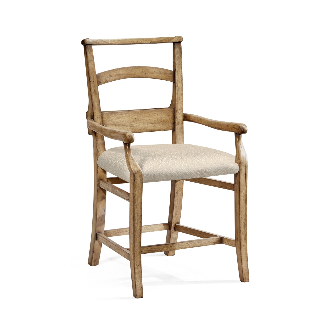 Rustic Light Driftwood Church Dining Arm Chair